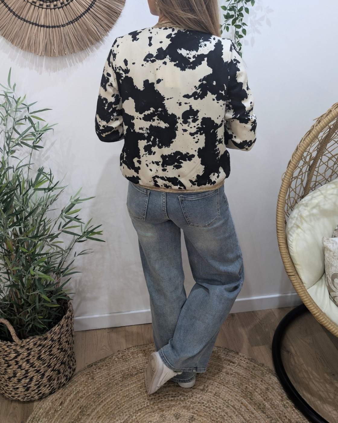 Bombers femme noir et beige Novella