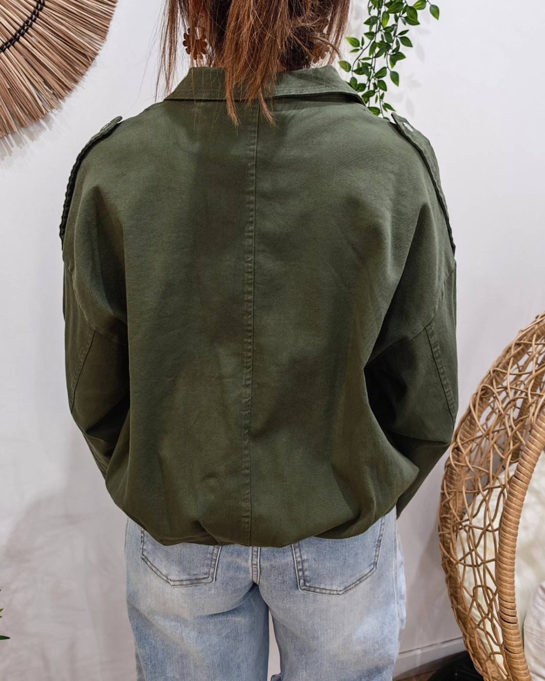 Veste femme bombers coton jean kaki Iria
