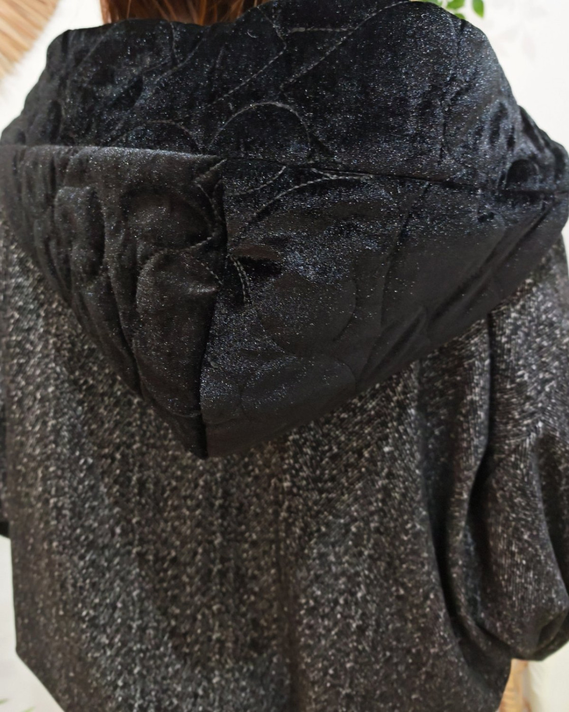 Veste femme chinée à capuche velours Eulalie