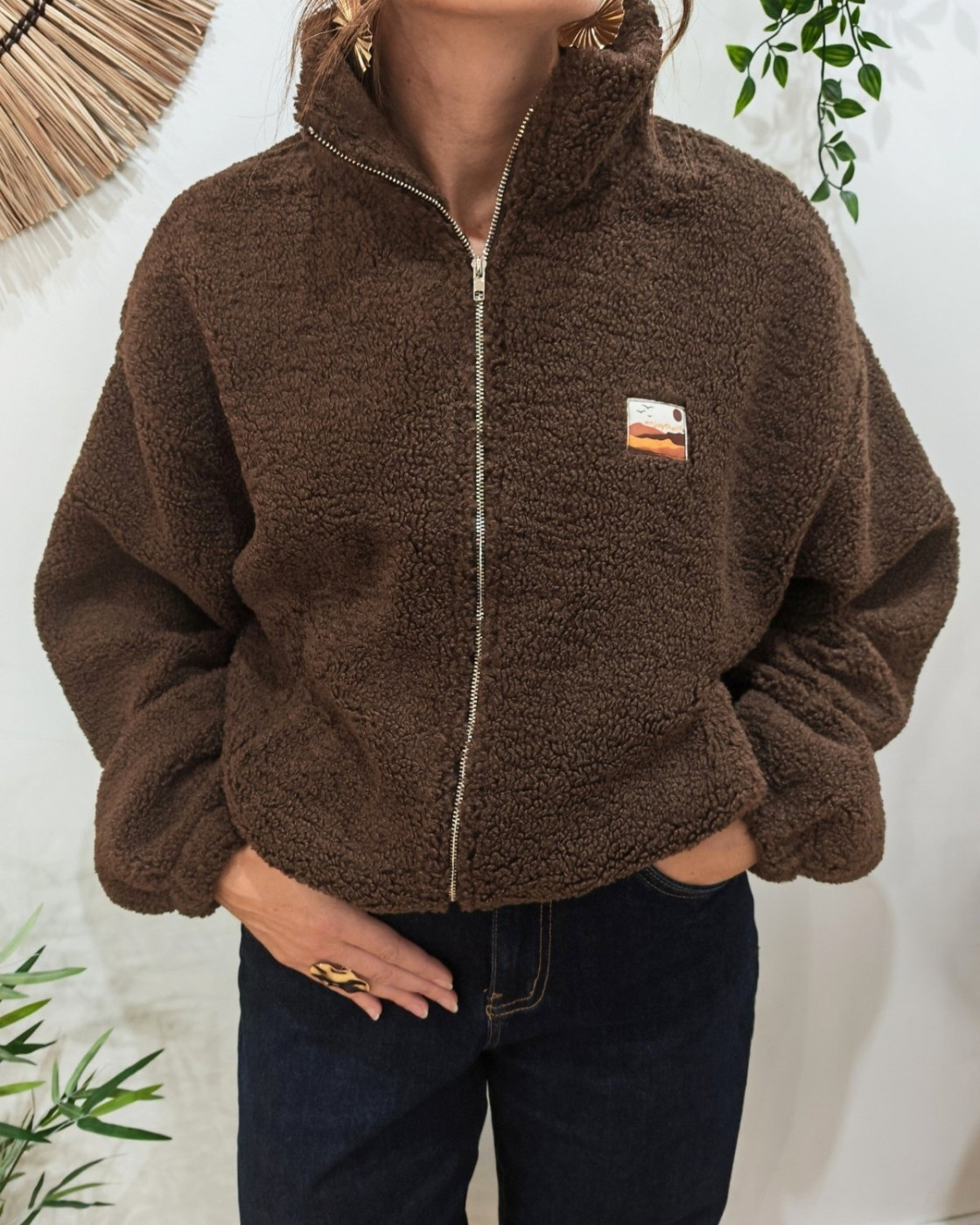 Veste polaire femme marron zippée Enjoy the life