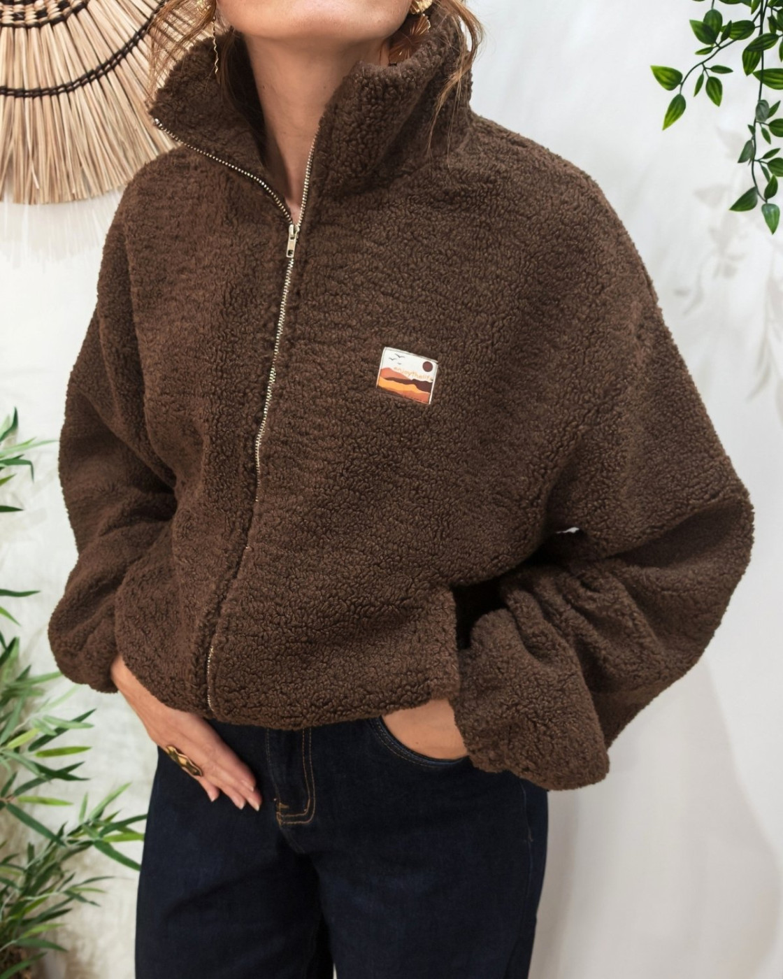 Veste polaire femme marron zippée Enjoy the life