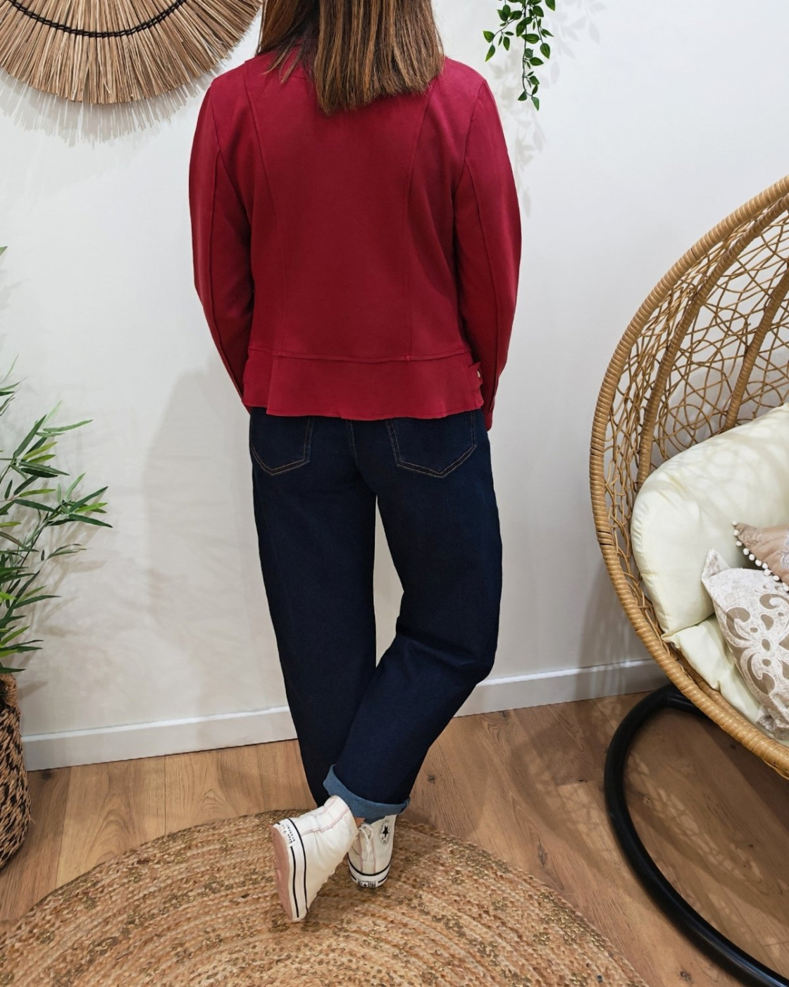 Perfecto femme fin suédine rouge bordeaux