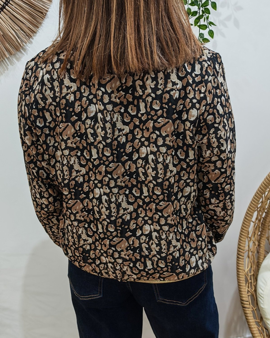 Bombers femme léopard noir taupe et marron