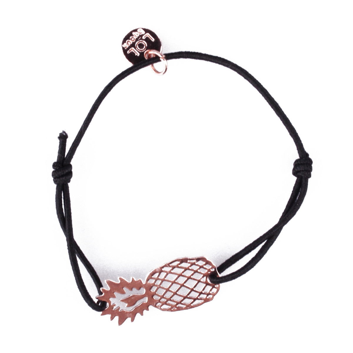 Bracelet LOL élastique noir ananas filigrane cuivré