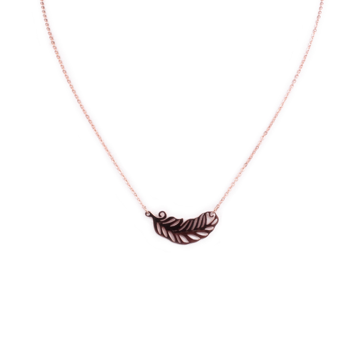 Collier MILE MILA acier cuivré plume fantaisie