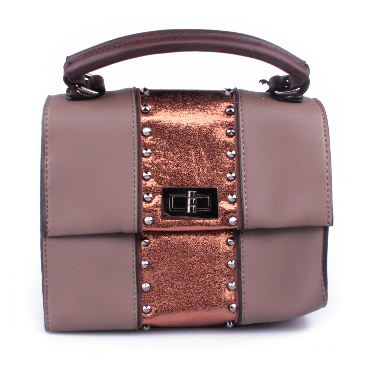Sac à main taupe et cuivré Coffret
