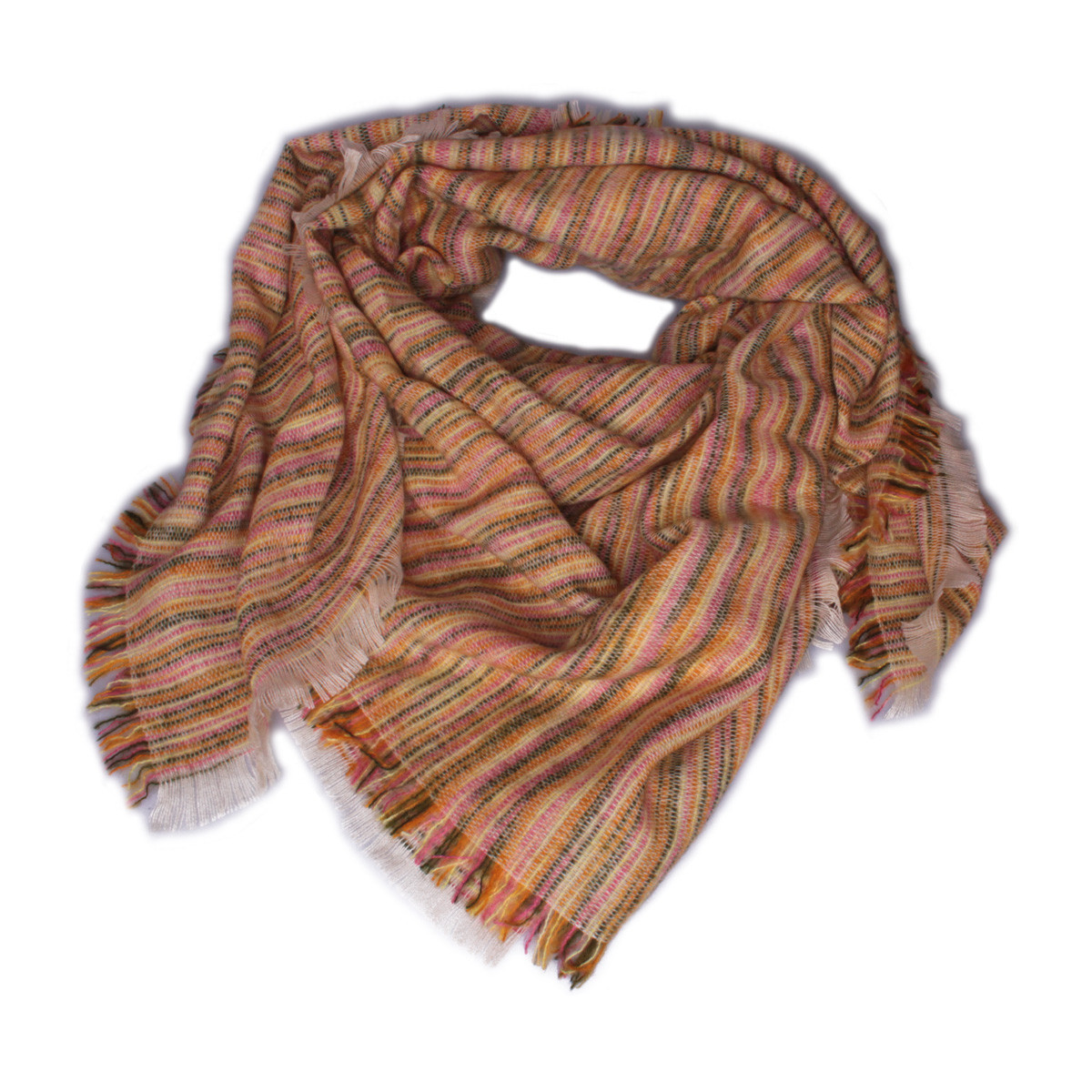 Echarpe jaune kaki et rose Rayonnis