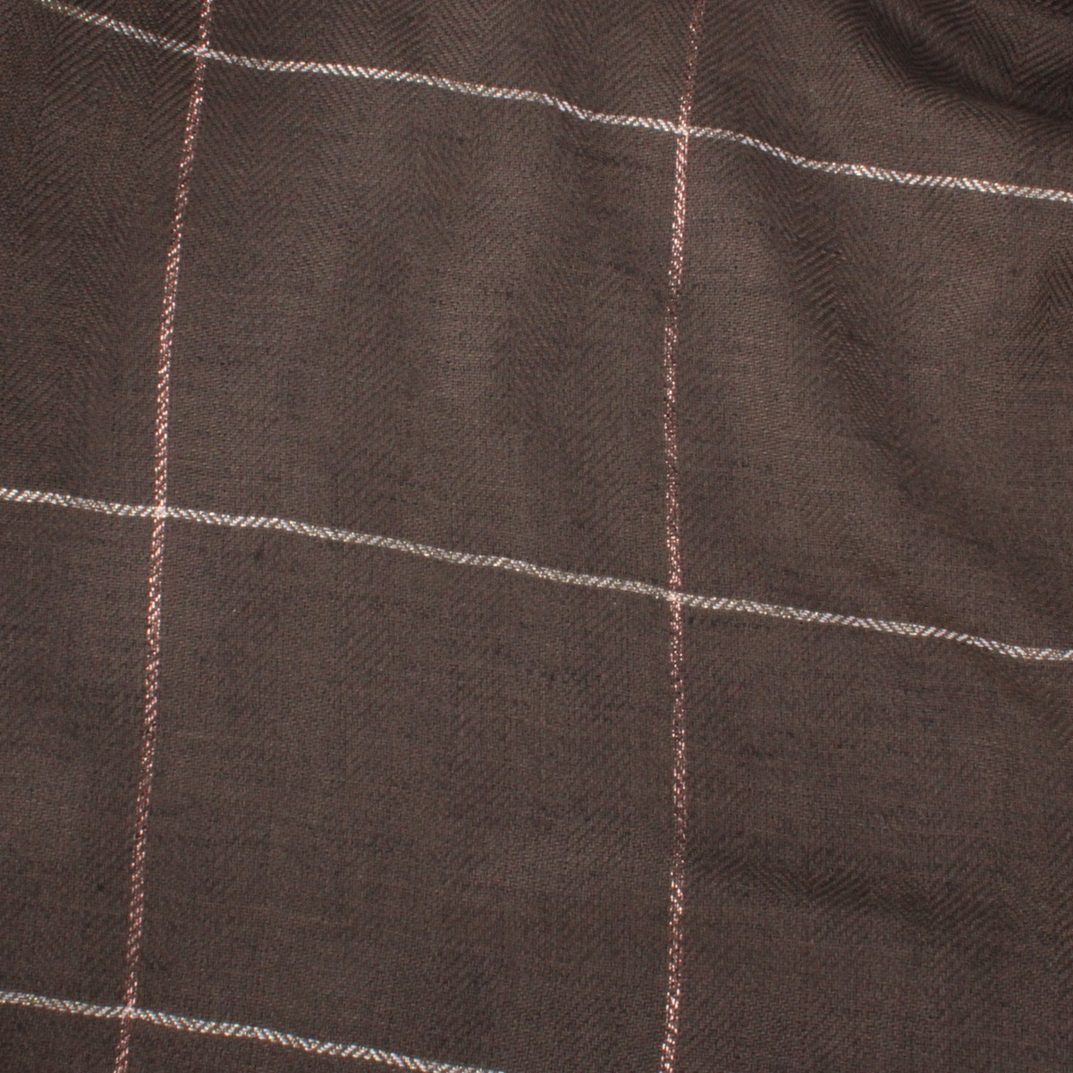 Echarpe kaki à carreaux dorés et cuivrés