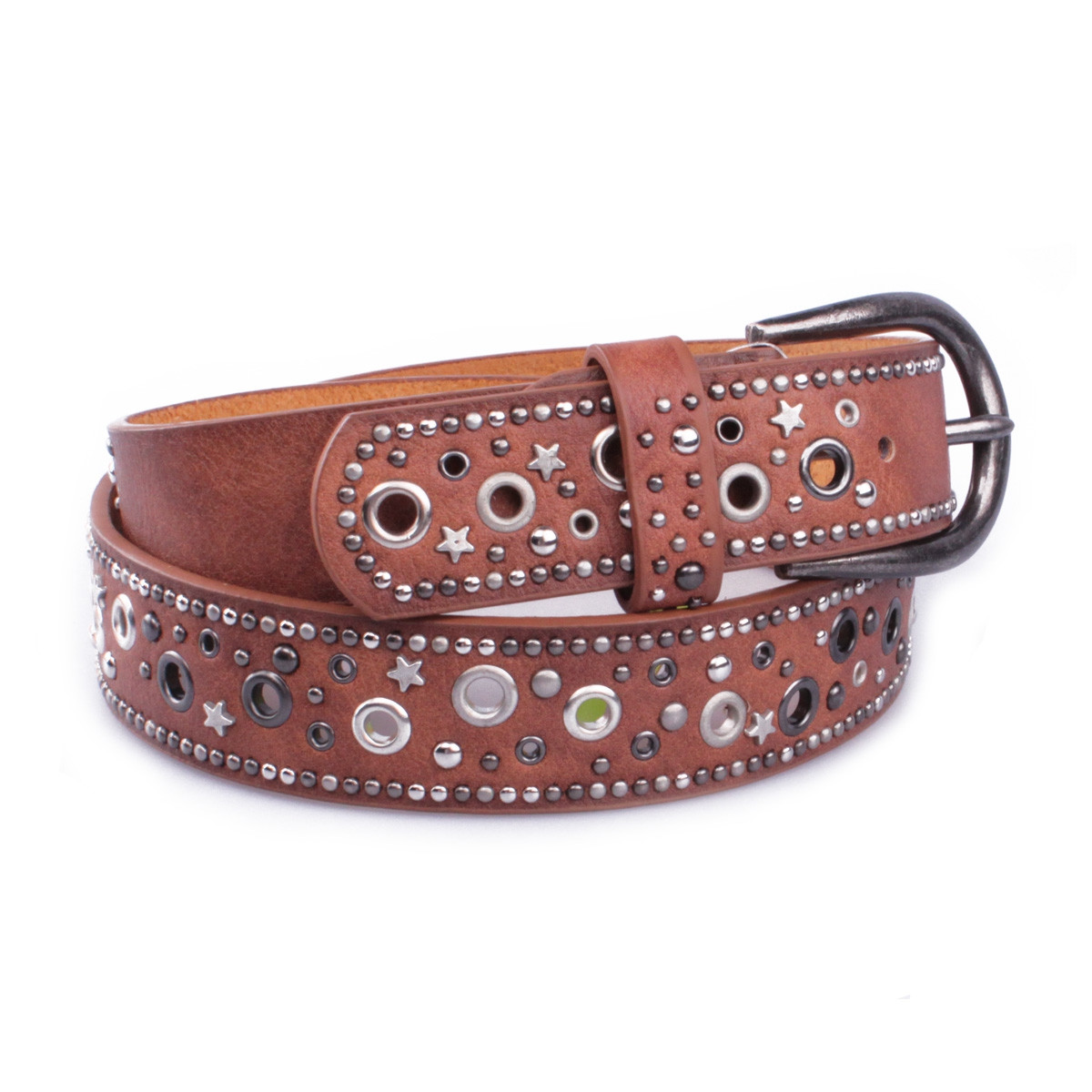 Ceinture marron camel clous étoiles Percili