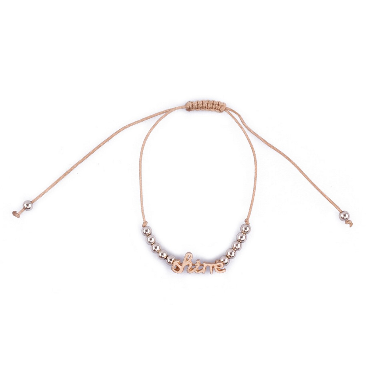 Bracelet Lolilota réglable camel Shine perles dorées