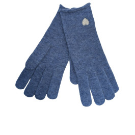 Gants coeur brodé doré-Bleu