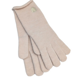 Gants coeur brodé doré-Rose