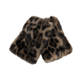Mitaines fausse fourrure léopard-Camel