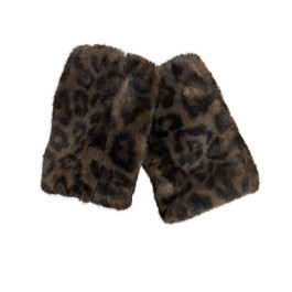 Mitaines fausse fourrure léopard-Marron