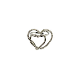 Bague femme acier double coeurs-Argent