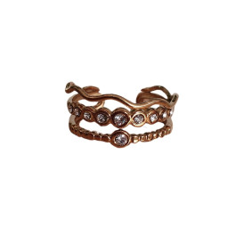 Bague femme acier doré Aluna-Blanc