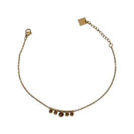 Bracelet acier doré 5 strass Natalia-Marron