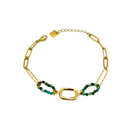 Bracelet acier doré et perles Adèle-Vert
