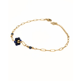 Bracelet femme acier doré et pierres Agnar-Bleu marine