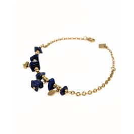 Bracelet femme acier doré et pierres Anine-Bleu marine