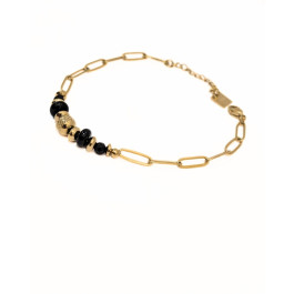 Bracelet femme acier doré et pierres Anja-Noir