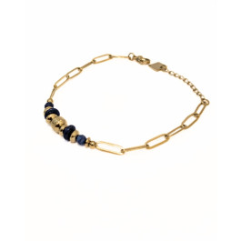 Bracelet femme acier doré et pierres Anja-Bleu marine
