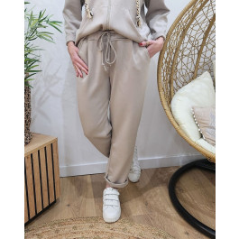 Pantalon femme élastiqué Taglia-Taupe