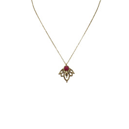 Collier acier doré Mathilde-Rose fuchsia
