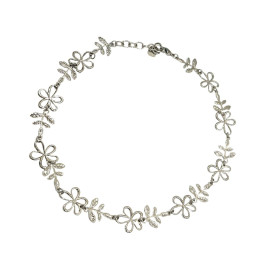 Collier femme acier fleurs Edna-Argent