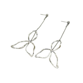 Boucles d'oreilles femme feuilles acier Anne-Argent