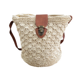 Sac à bandoulière paille souple Azéline-Beige