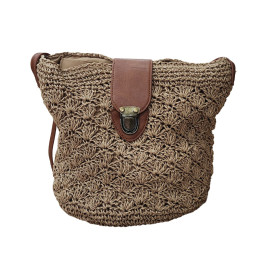 Sac à bandoulière paille souple Azéline-Camel