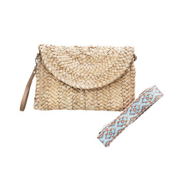 Sac pochette à bandoulière paille tressee Germaine-Camel
