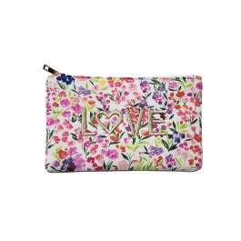 Petite pochette fleurie coton LOVE doré-Multicolore