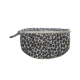 Sac banane femme moyenne cuir léopard-Beige