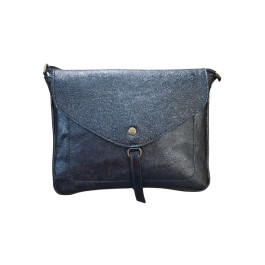 Sac à main femme bandoulière cuir metallisé Théana-Noir