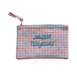 Petite pochette Amour Toujours à carreaux-Orange