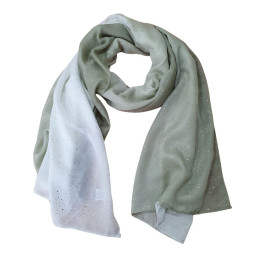 Foulard femme dégradé paillettes dorées Aitana-Kaki clair