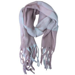 Echarpe femme à carreaux et franges Awena-Rose