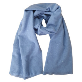 Echarpe femme unie paillettes argentées-Bleu ciel