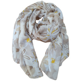Foulard femme fleuri Aëlys-Beige
