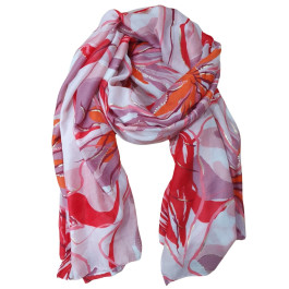 Foulard femme fleuri et dorures Althéa-Rose