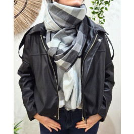 Echarpe femme à carreaux Delwen-Noir