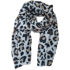 Foulard femme imprimé léopard et dorures-Beige