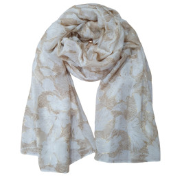 Foulard femme fleurs et dorures Céphise-Beige