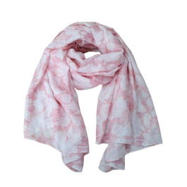 Foulard femme fleurs et dorures Céphise-Rose