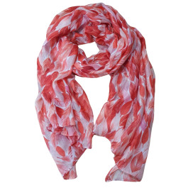 Foulard femme feuilles et dorures Erynn-Rouge
