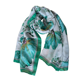 Foulard femme fleurie Azia-Vert