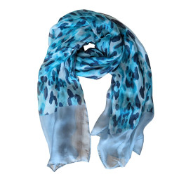 Foulard voile femme motif tacheté-Bleu