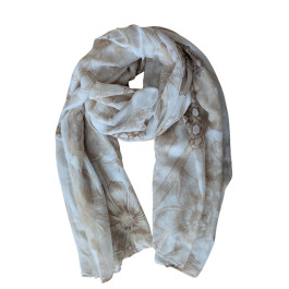Foulard femme fleurie Célya-Beige